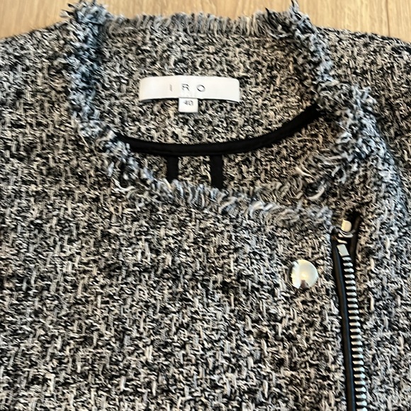 IRO Carlota Asymmetrical Zip Tweed Boucle Jacket sz. 8 - Picture 9 of 12